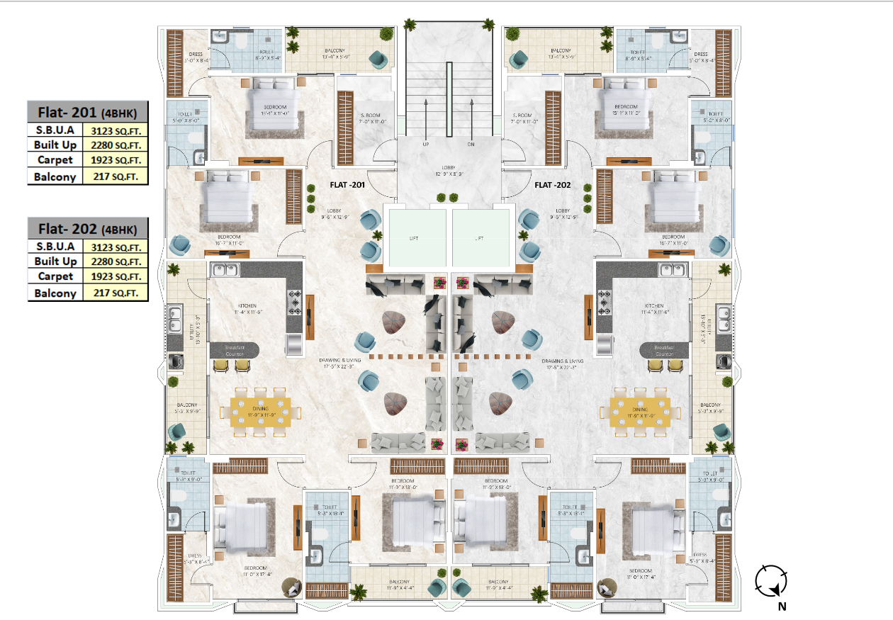 4 BHK Floor Plan